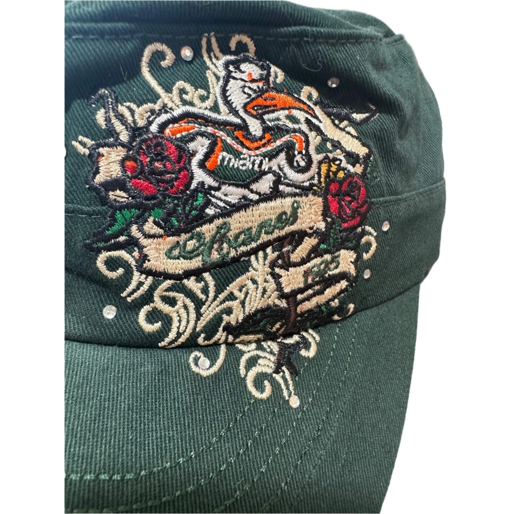 Top of the World Miami Hurricanes Cadet Hat Green Embroidered Rhinestone Cap New - Picture 2 of 7